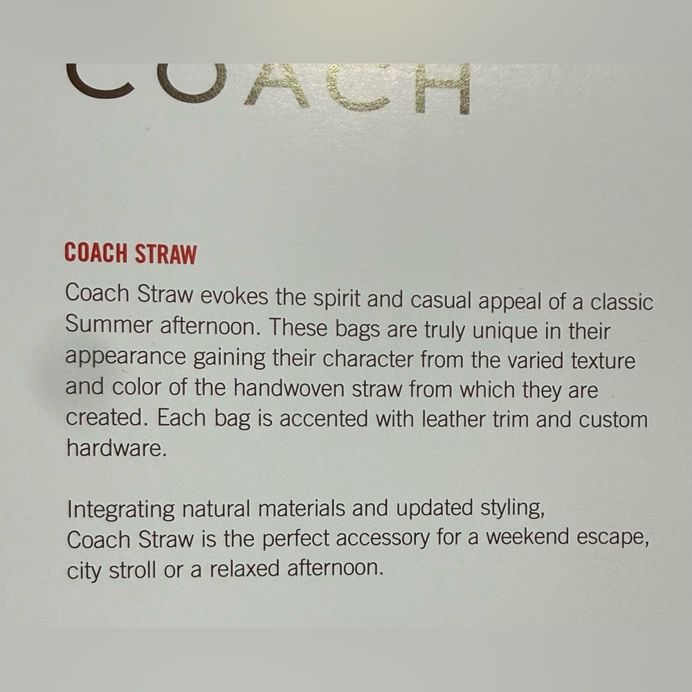 Coach Hamptons Suede Metallic Leather Straw Carryall Bag Style 4419 Vintage 2004 - Picture 15 of 17